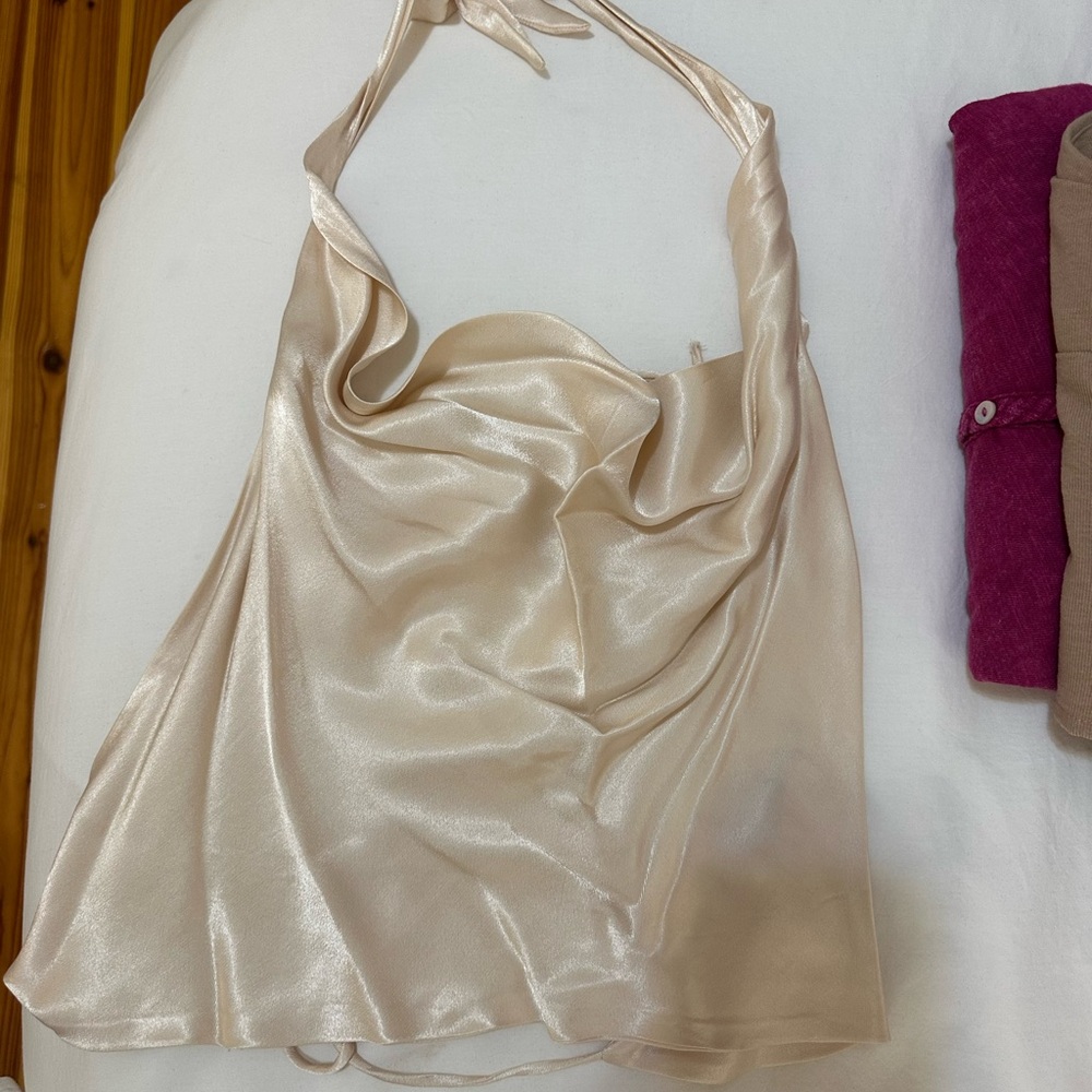 Zara Satin Top in Cream - Picture 4 of 5